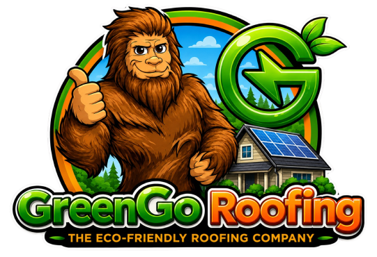 GreenGo Roofing's cartoon Bigfoot mascot giving a thumbs-up